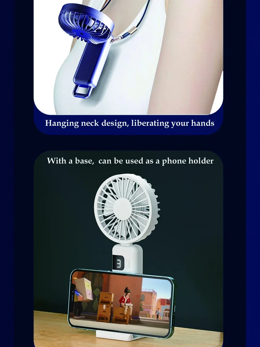 Description Picture 5 of item2024 New Arrival Wind Cooling Hand Mini Usb Fan Portable 5 Speed Personal Pocket Rechargeable Handheld with Hook