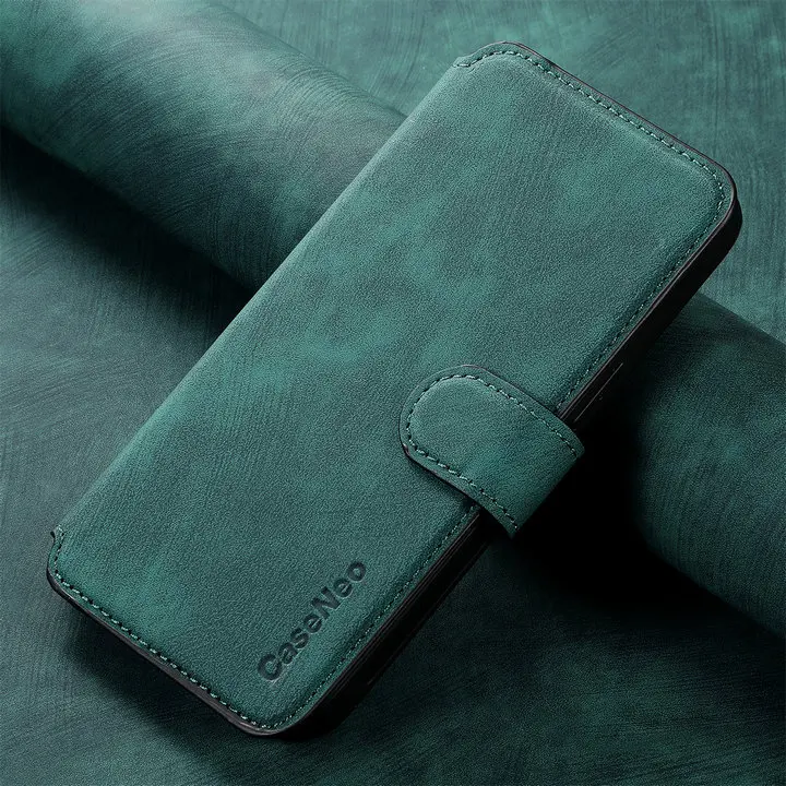 Leather Flip Wallet Case with Magnetic Closure