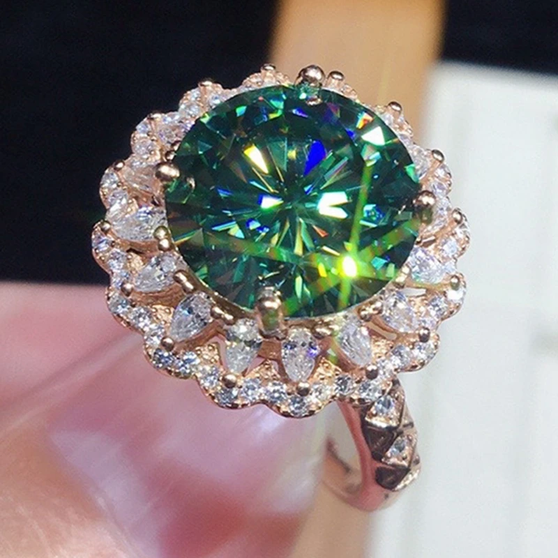 Gemstone Emerald Ring Gold Color Inlaid Green Zircon Rings For Women Jewelry Ring Indie Engagement Jewelry finger ring gold color ring gold color rings zircon crystal ring