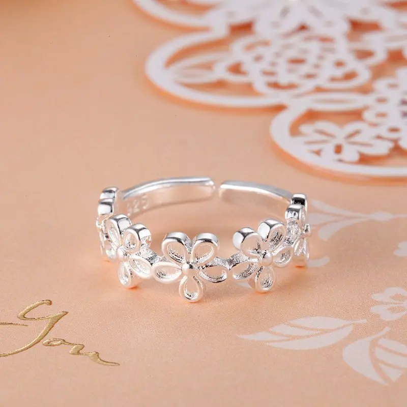 925 Sterling Silver Rings for Women adjustable Elegant Fashion Wedding Party Holiday Charm Jewelry