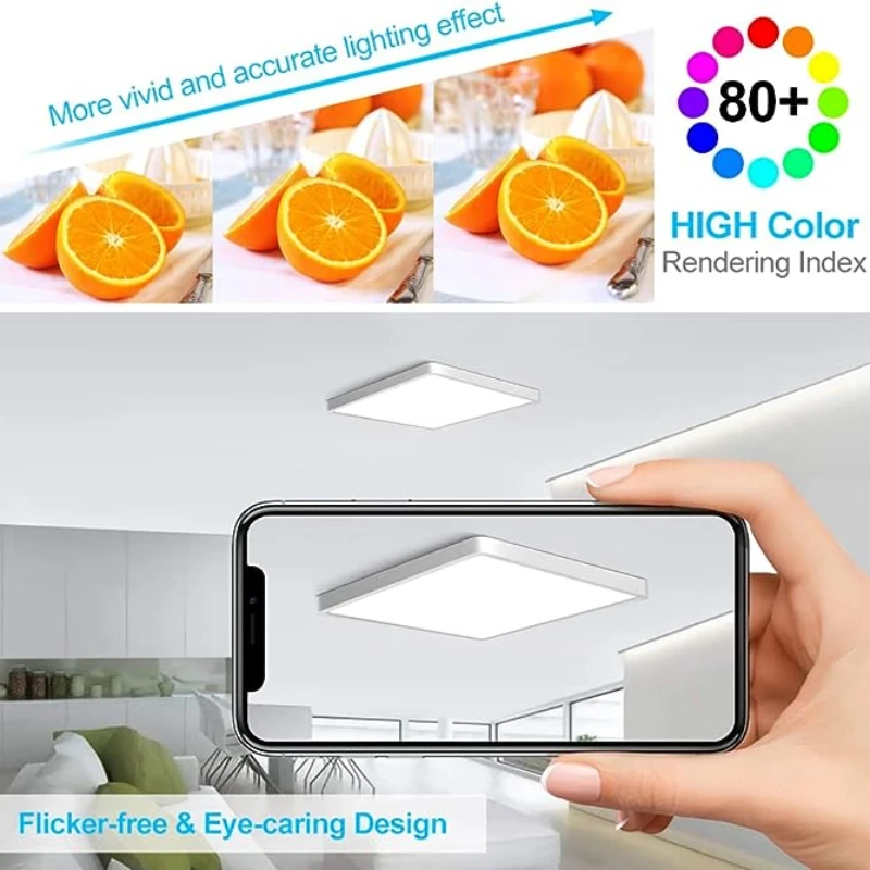 24W Square Smart WiFi LED Panel Ceiling Light Dimmable RGB Ceiling Lamp with Remote Control For Living Room Bedroom Decor Light led light led ceiling light led panel