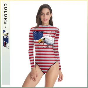 Women Eagle Independence Day 3D Digital Printing One-piece Swimsuit Adults Anime Swim Party Cosplay Costumes Swimwear Bodysuit