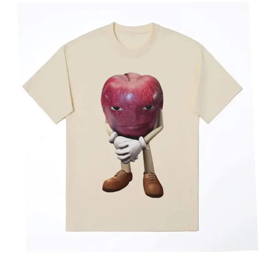 Funny Me Asf Apple with Face Meme T Shirt Unisex Fashion High Quality T Shirts Men Retro Casual Short Sleeve T-shirt Tops 3