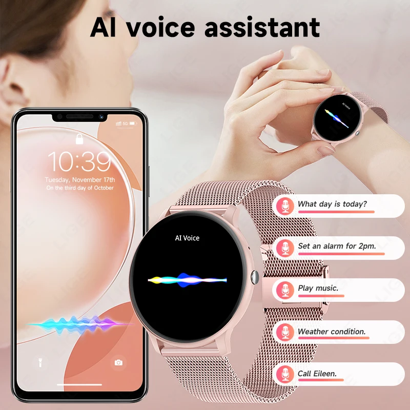 LIGE Bluetooth Smart Watch Women Dial Call Watches Men Sports Fitness Heart Rate Tracker Waterproof Smartwatch For Android IOS