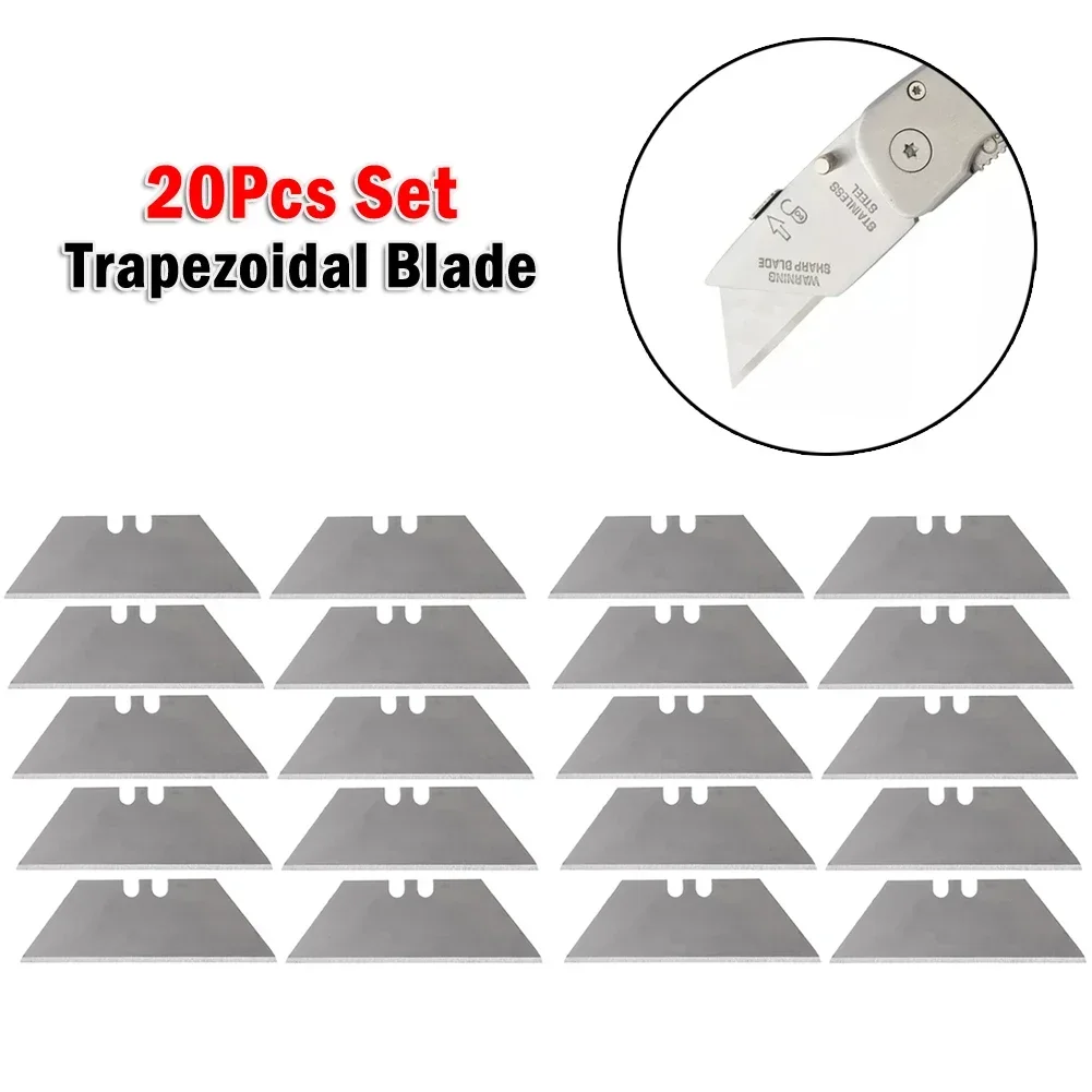 Cutting Knife Trapezoidal Blade Replacement 60&times;18mm Multifunction Art Craft Cutter Tool 20Pcs Set