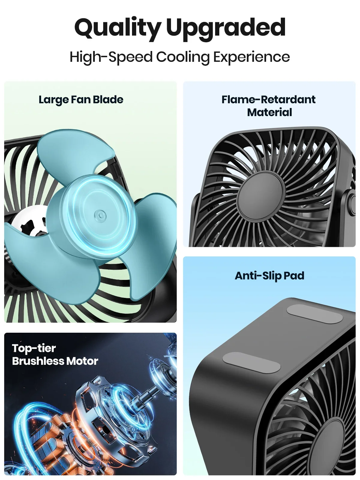 TOPK 4Inch USB Mini Portable Fan 3 Speeds Quiet 360°Adjustment
