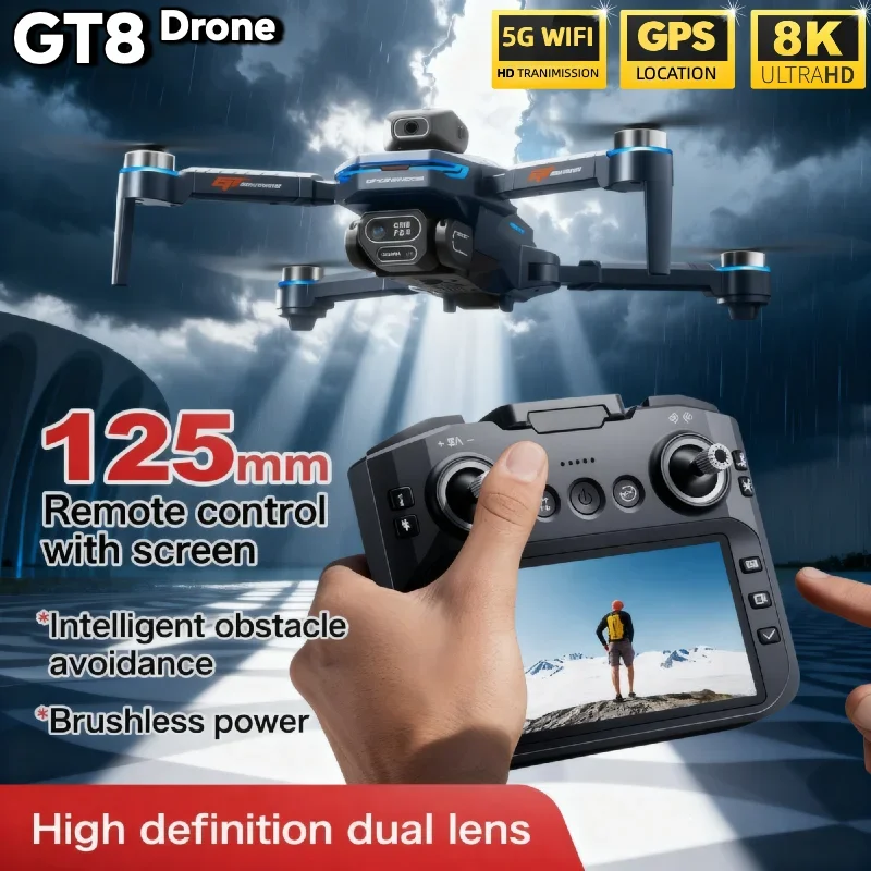 Vue rapprochée du drone LSRC GT8 avec double caméra et capteurs GPS