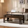 Lift Top Coffee Table with Hidden Compartment and Storage Shelf, Rising Tabletop Dining Table for Living Room Reception Room 3