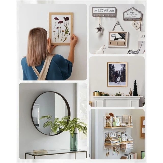 Cintre mural pour cloisons sèches, crochets muraux pour suspendre des photos, miroir, Kit d'affiche pour décoration de chambre et de bureau, outil facile, clou gratuit 6