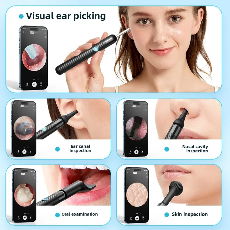 1296P HD Wireless Otoscope Wax Removal Tool With Camera And 6 Pcs Spoon Set For Home Family Ear Care_voghion.com