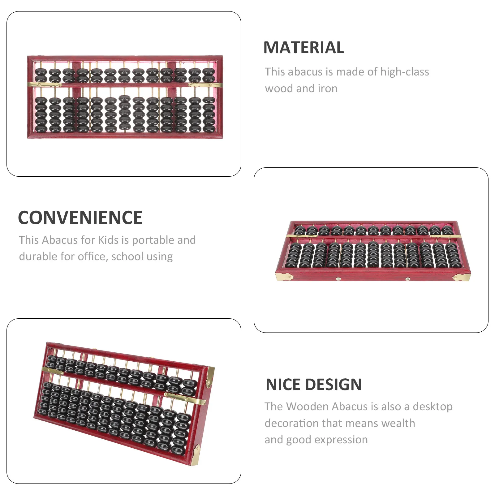 13열 레트로 스타일 나무 주판, 어린이 수학 계산 학습 도구, 어린이 수학 교육용 교구