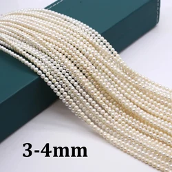 Natural Freshwater White Pearl Spacer Beads - 3 - 4mm (White)
