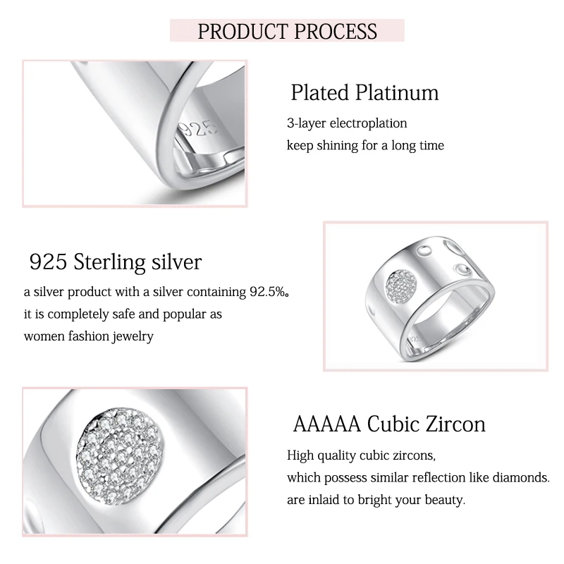 Silver Zircon Wide Ring