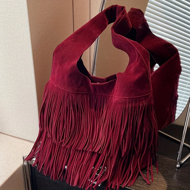 Perfect Lily Women's Tassel Tote Bag with Closure & Fringe Detailing Handbag Shoulder Bag for Work School Travel Christmas Gift