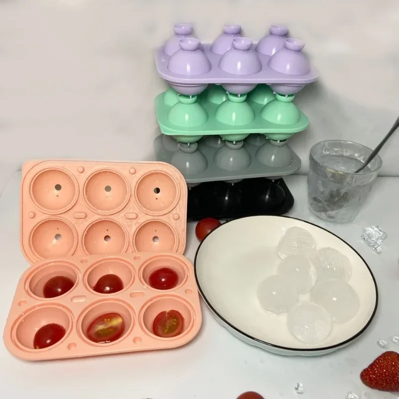6 Cavitie Circular Ice Hockey Mold Silicone Ice Cube Mold DIY Ball Round Jelly Making Mould for Cocktail Whiskey Drink Molde ice mold