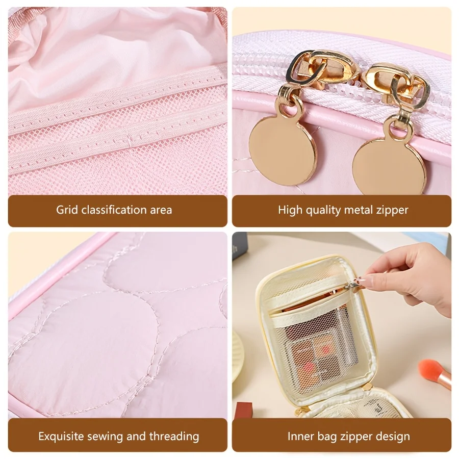 Portable Makeup Pouch for Touch-Ups, Mini Lipstick Cosmetics Storage Bag, Large Capacity Multifunctional Organizer, Toiletry Bag 6