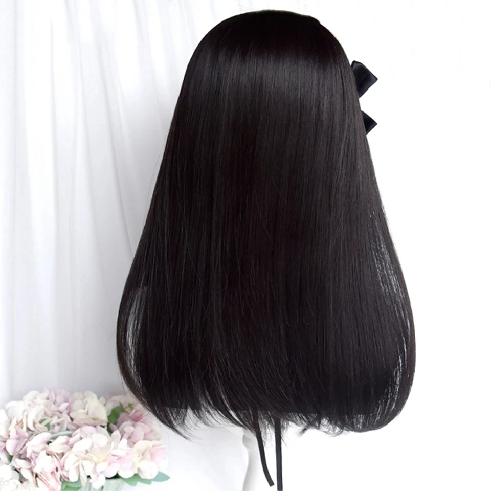 Synthetic Black Pink Hair Highlights Wig For Women Daily Wear