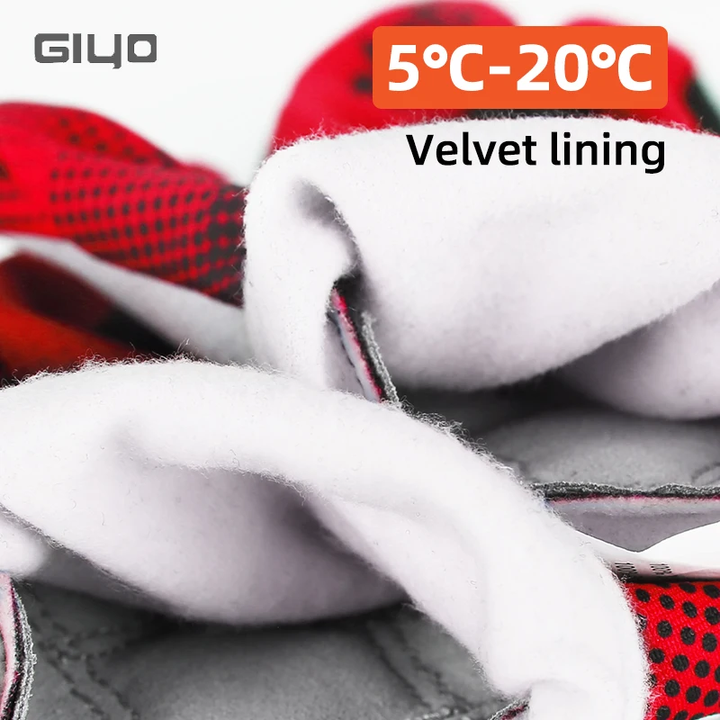 Giyo Winter Thermal Cycling Gloves Touch Screen Men Women MTB Bike Long Gloves 5-20℃ Autumn Sports Warm Mittens Non-slip 4