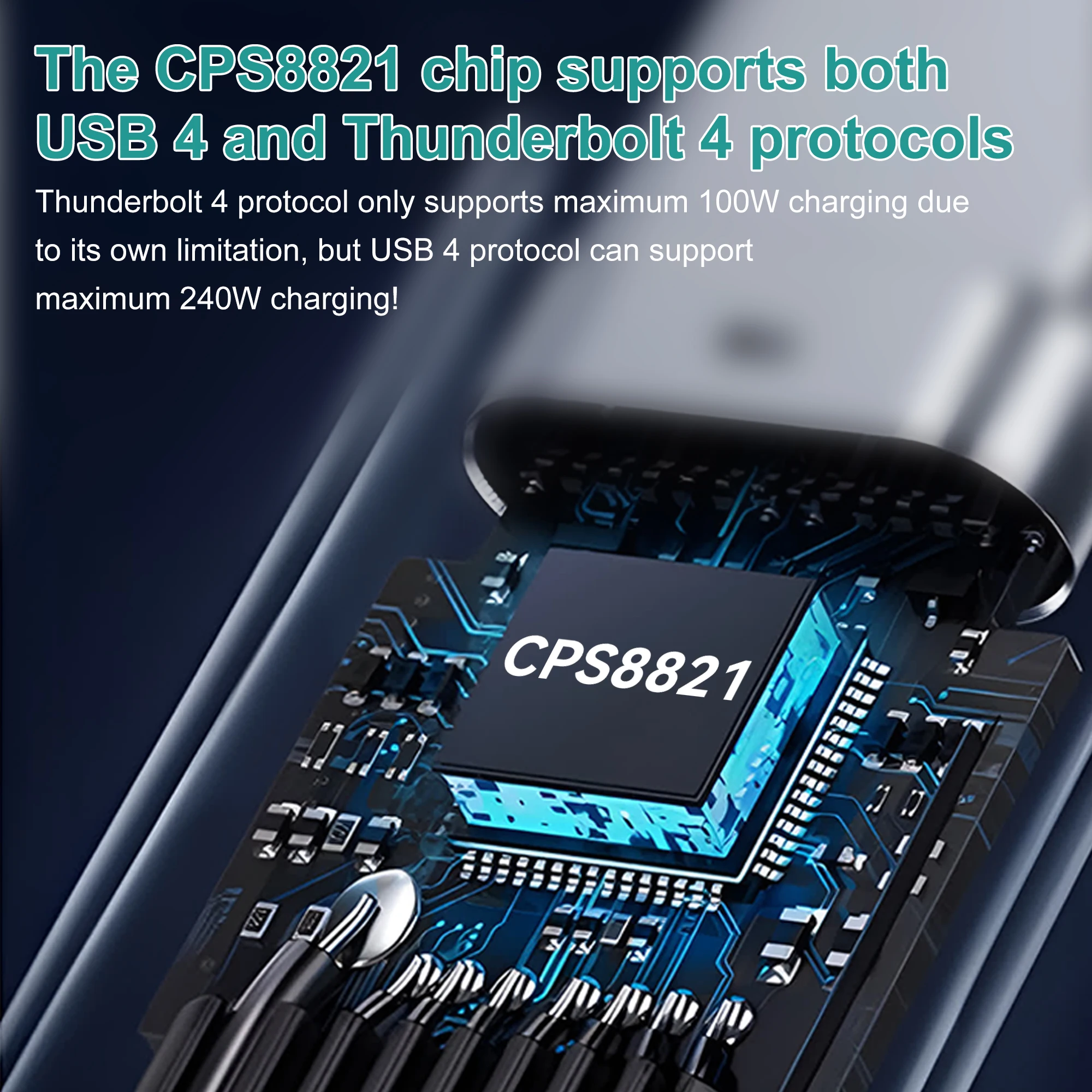 High-Speed USB4 Cable 240W, 40Gbps, Type C Fast Charging and Data Transfer