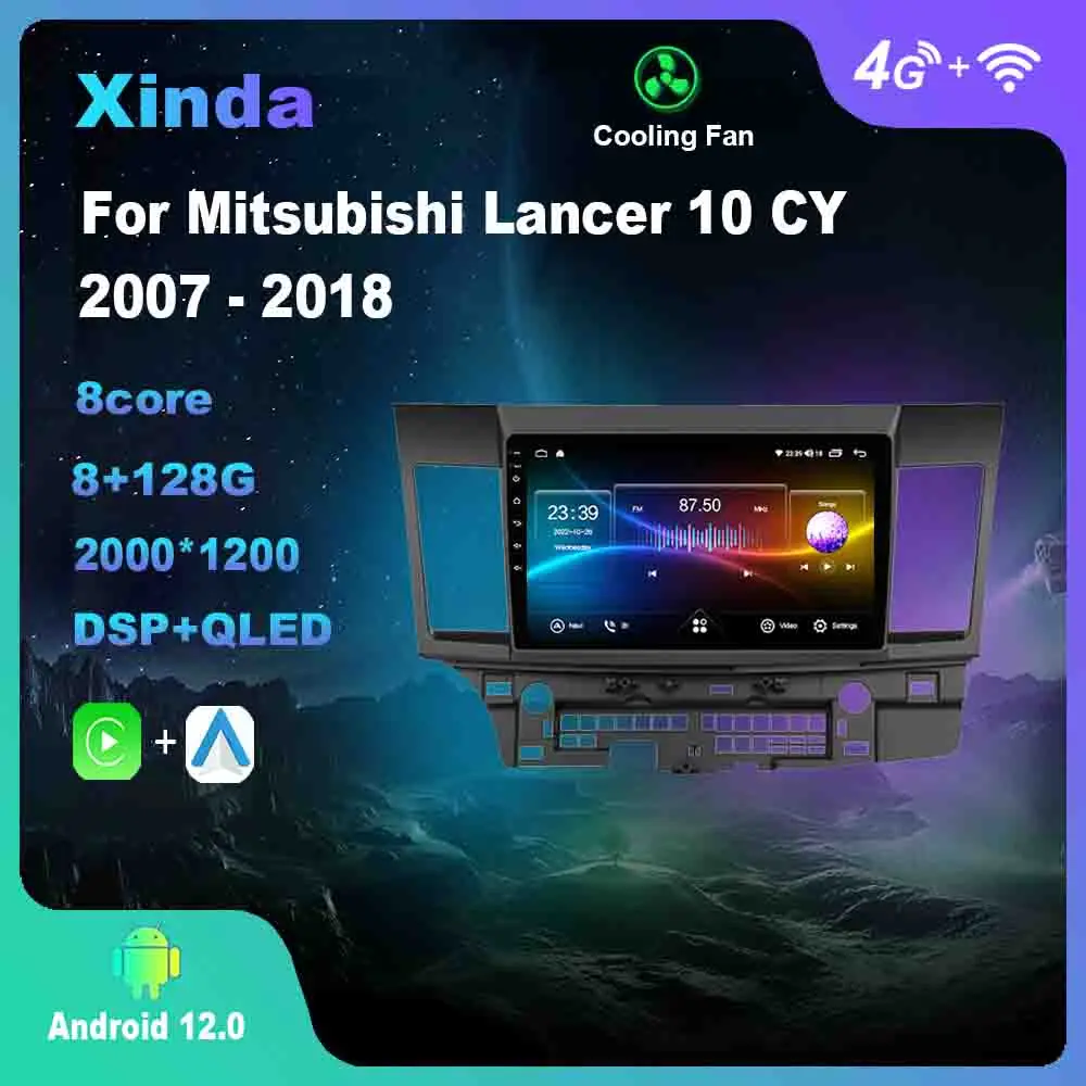 

9 Inch Android 12.0 For Mitsubishi Lancer 10 CY 2007 - 2018 Multimedia Player Auto Radio GPS Carplay 4G Bluetooth WiFi DSP