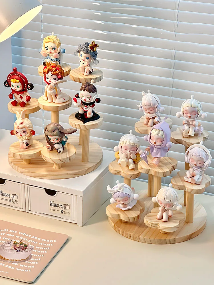 Description Picture 3 of itemWooden Display Riser Stand Organizer Shelf Stand for Toys and Dolls Figure Display Cabinet Cute Dolls Storage Rack Decoration