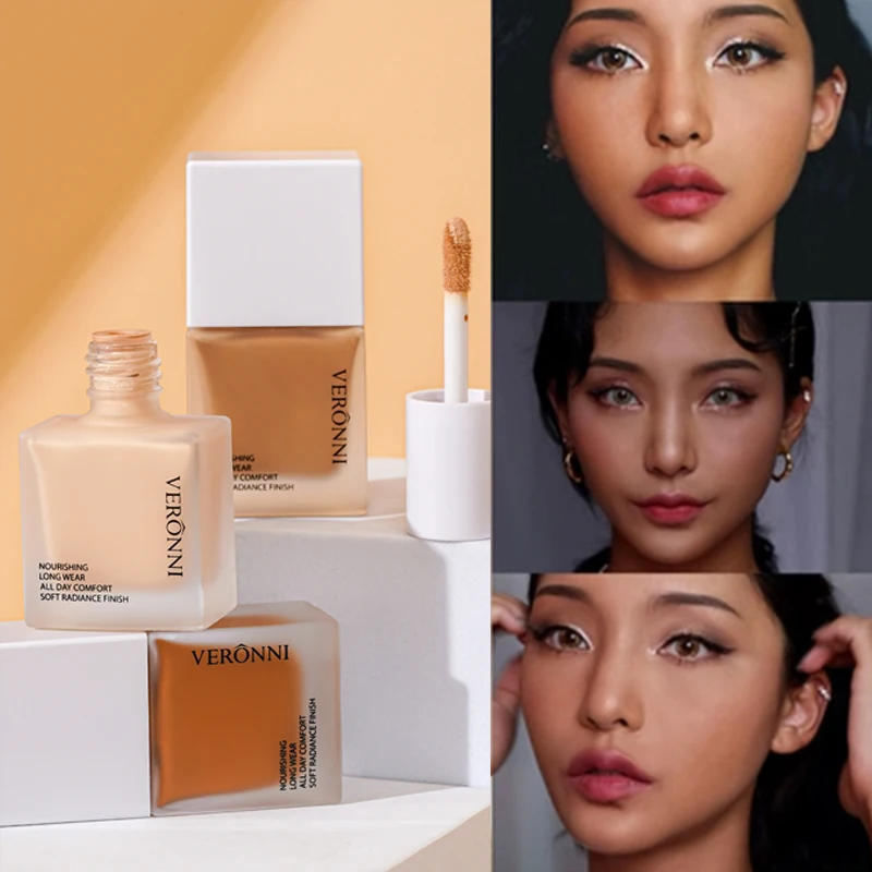 3-in-1 foundation setting powder & brush set for all skin tones oil control & concealer long lasting finish face makeup