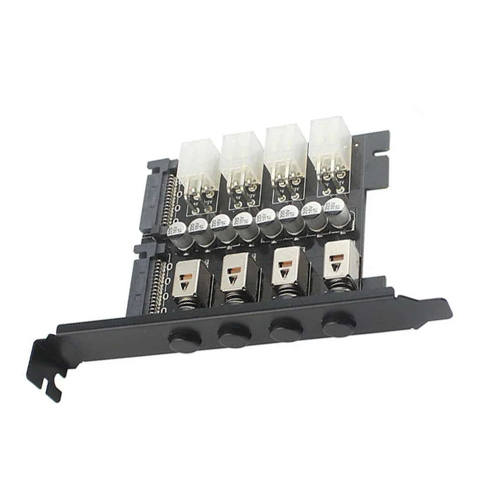 HDD Power Control Switch Hard Drive Selector PCI Expansion Card 4 Bit Power Control SSD with SATA Cable For Desktop PC Computer