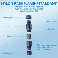 10 ชิ้น IP68 2Pin กันน้ําตรงเชื่อมต่อสายไฟเชื่อมต่อกลางแจ้งปลั๊ก Socket Terminal Block Junction Box 3