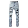 Fashion Men's High Street Jeans with Appliqué, Hand-Sanded, Ripped, Slim Fit and Slimming Trendy Brand Ankle-Length Jeans 2
