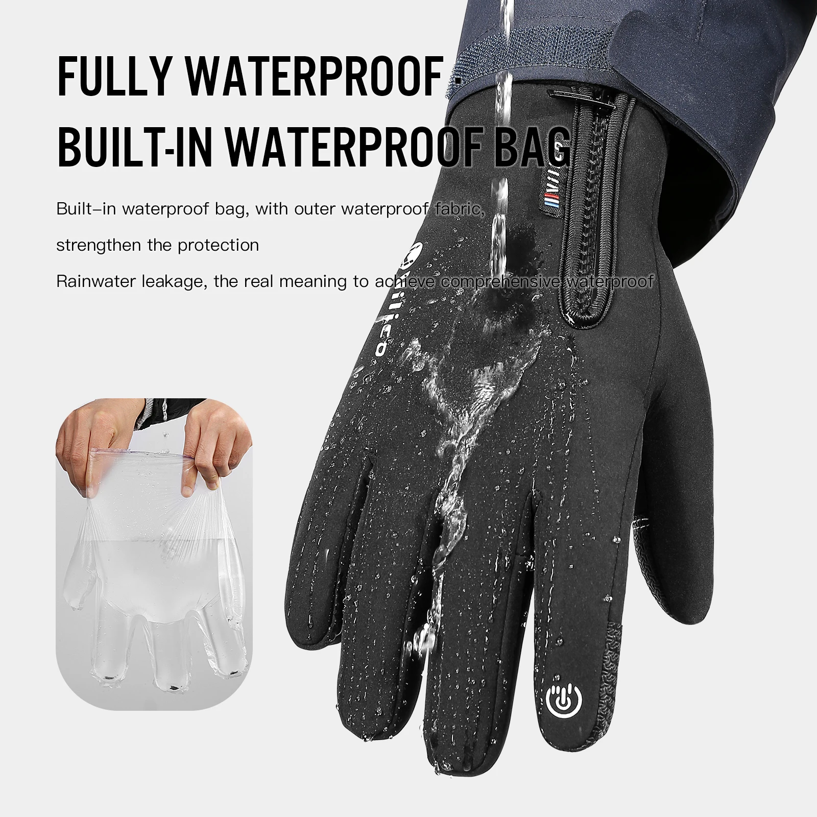 Wasserdichte Winterhandschuhe Mit Touchscreen & Reflektorstreifen - Für Outdoor, Radfahren, Motorrad & Angeln