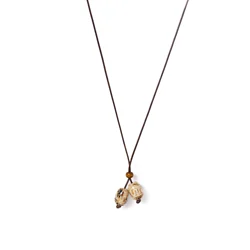 Elegant Minimalist White Ceramic Pendant Necklace with Adjustable Boho Rope Design (S03 - 180A)