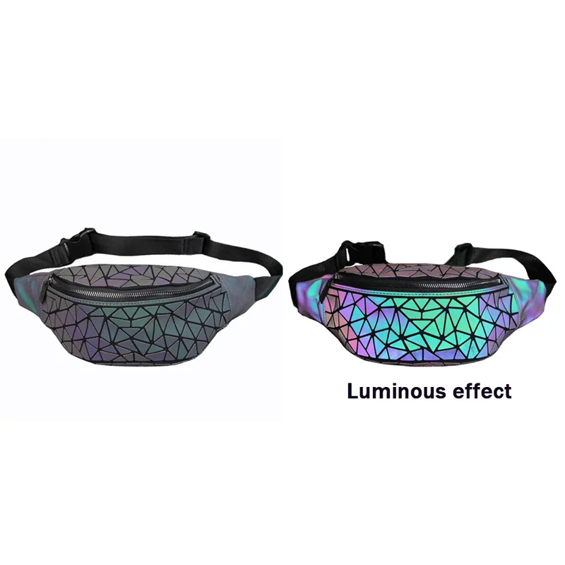 New Waist Bags Geometry Luminous Women Waist Fanny Packs Travel Belt Bag Luxury Brand Leather Chest Handbag Waist Packs