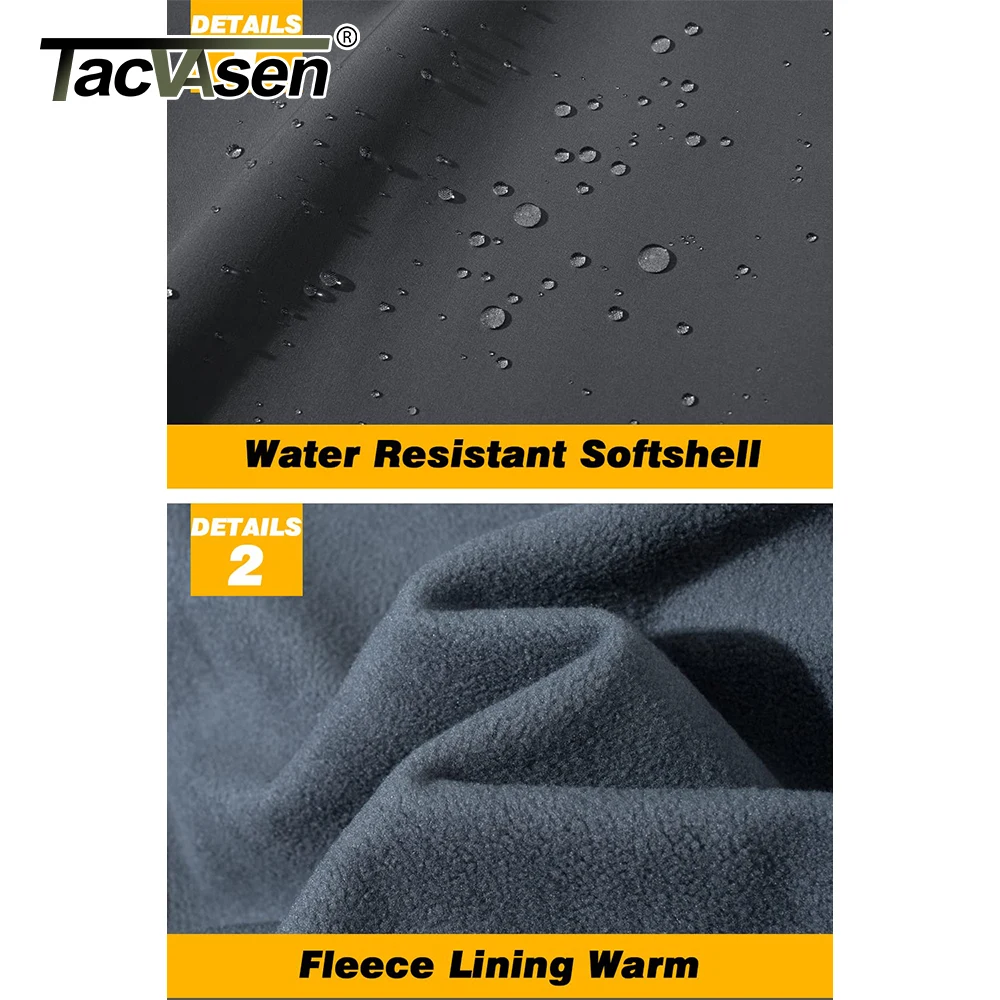 TACVASEN Men's Fleece Lined Thermal Straight Pants Warm Windproof Soft-shell Waterproof Working Outdoors Winter Casual Pants 6