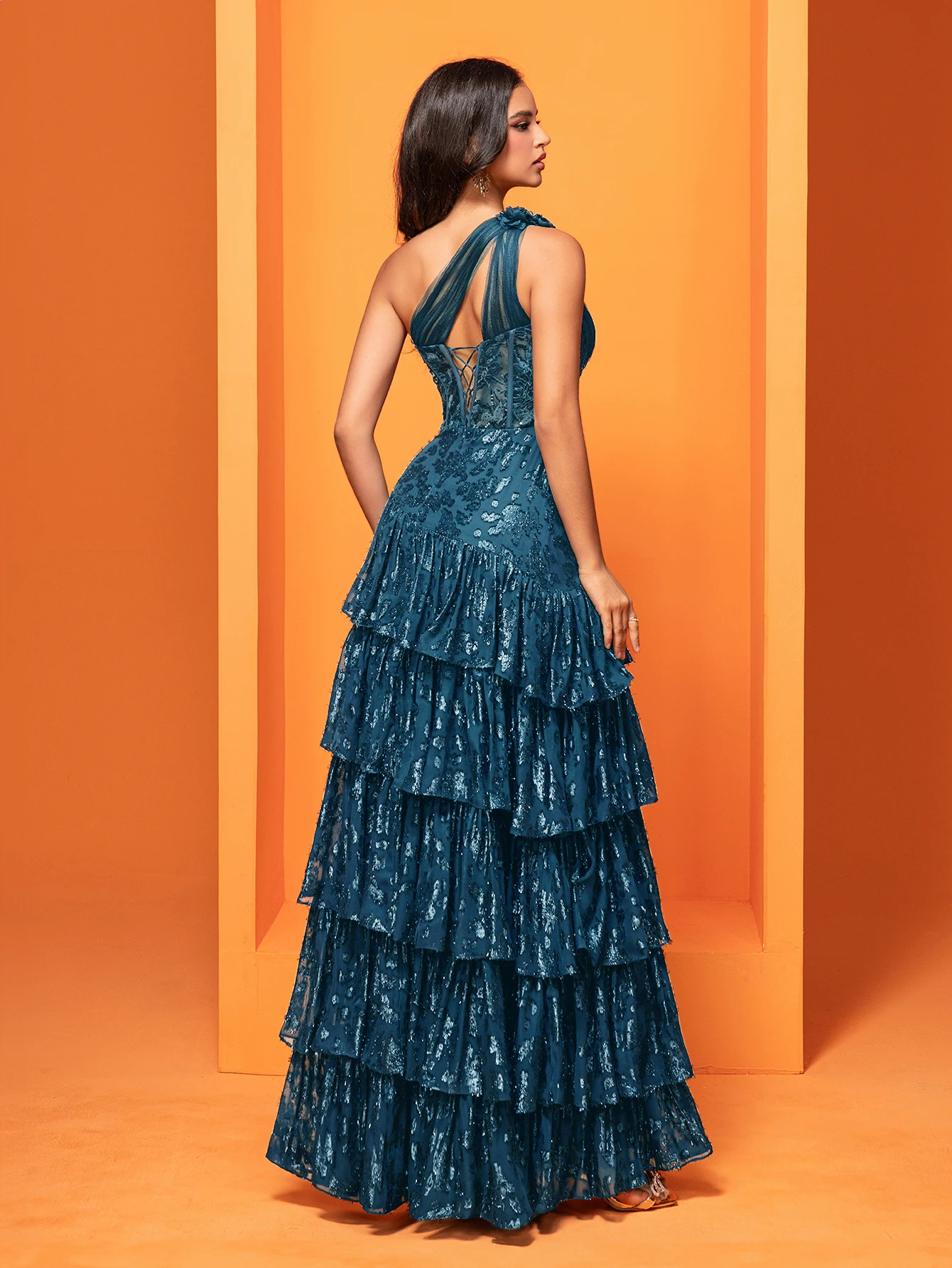 فستان سهرة فاخر بتصميم كتف مائل وتطريز ترتر، فستان حورية البحر أنيق طويل للحفلات والكوكتيل والمناسبات الرسمية