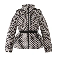 Women's Winter Hooded High Waist Padded Sport Parkas Coats with Belt 2