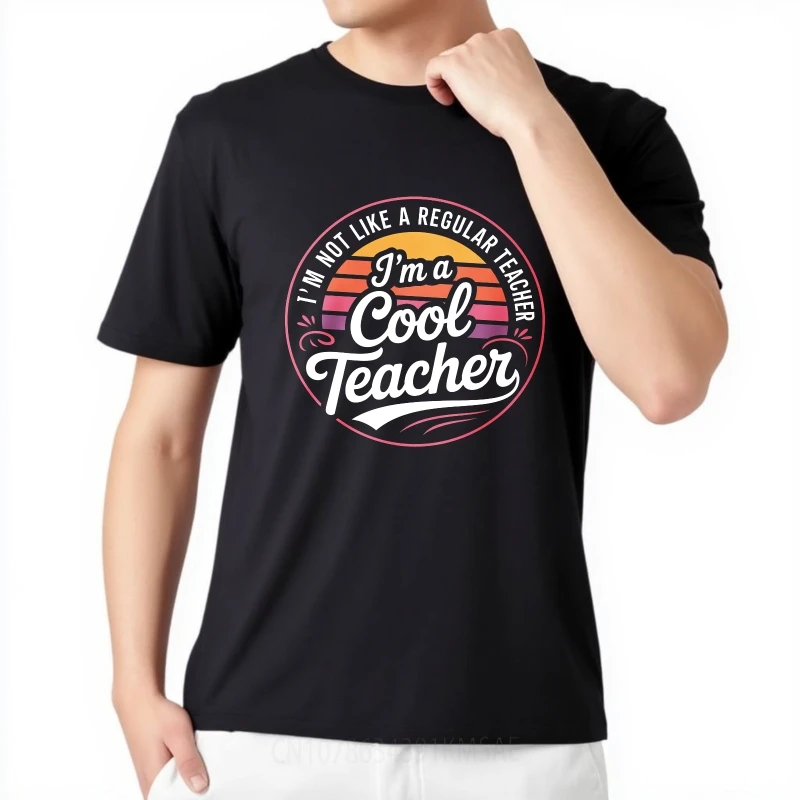 חולצת היפ הופ לקיץ שלה אני לא אוהבת מורה רגילה אני מורה מגניבה חדשה עם שרוול קצר וצווארון אחד לגבר