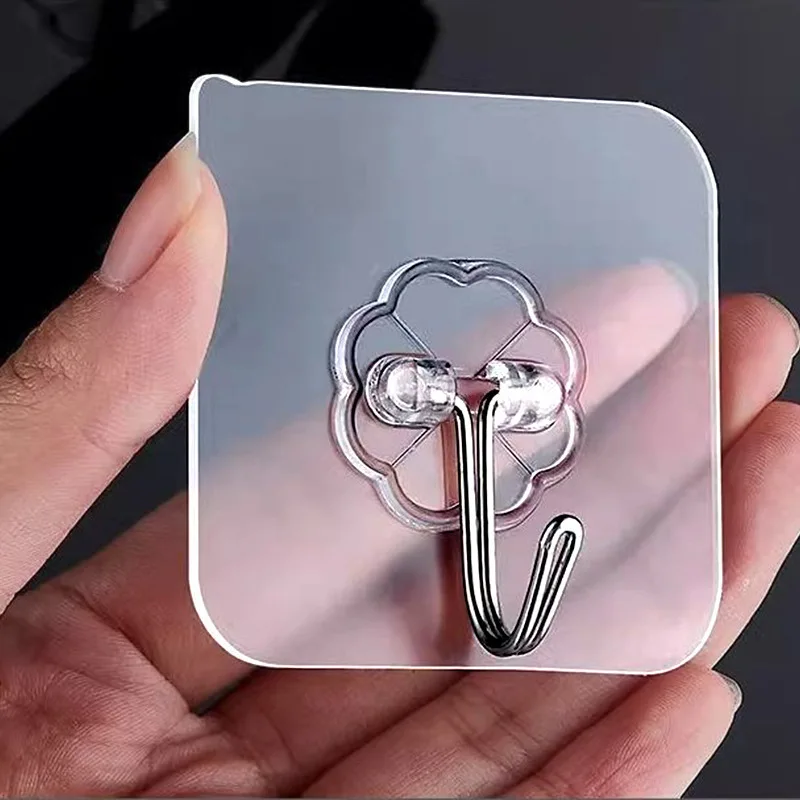 Adhesive Hooks Transparent Self Adhesive Wall Key Holder Towel Holder Bathroom Organizer Rack Kitchen Strong