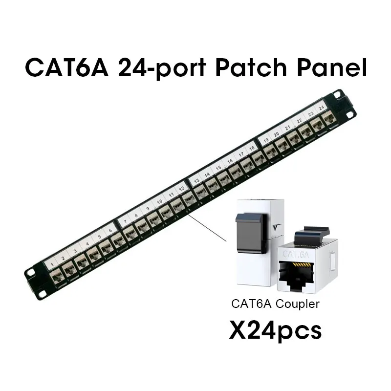 blindado, suporte 10G, 24 portas, Cat6A, Cat7, 19