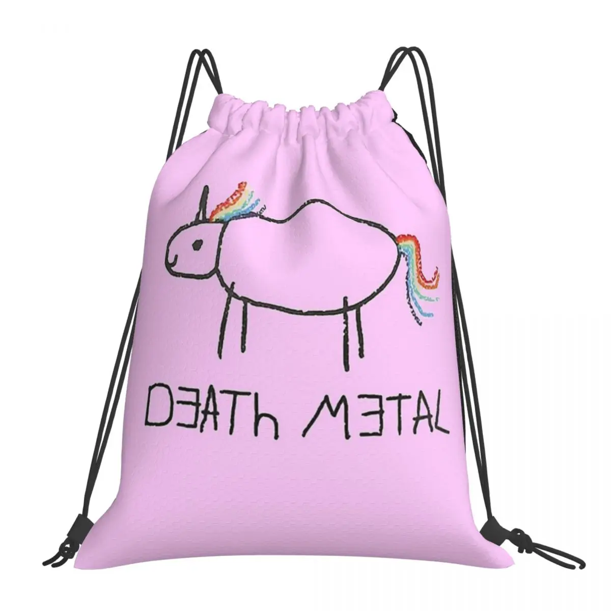 

Death Metal Unicorn Backpacks Fashion Portable Drawstring Bags Drawstring Bundle Pocket Sports Bag BookBag Man Woman Students