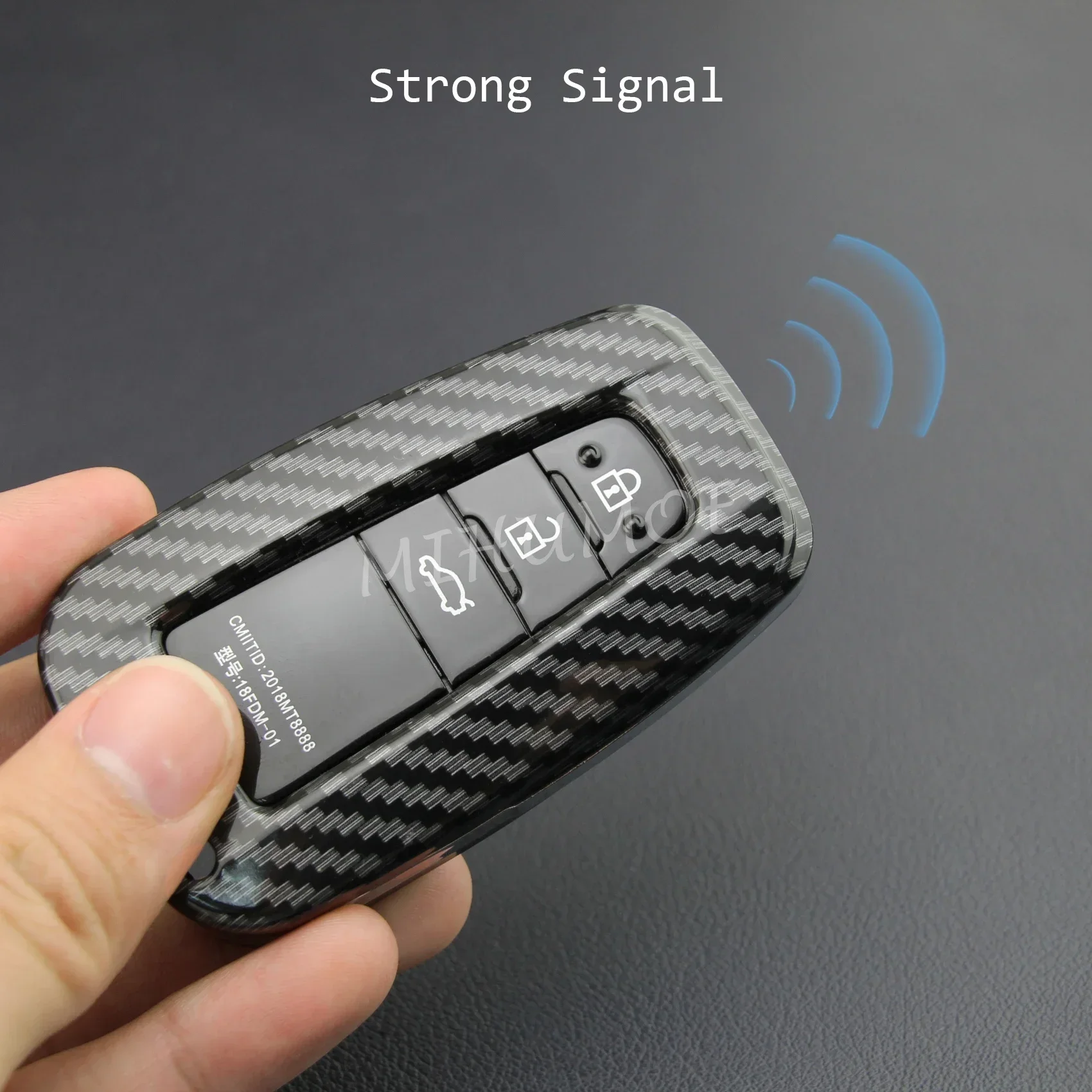 For Toyota Car Key Case Cover Fob Chain Ring Shell Camry RAV4 Avalon Corolla C-HR Prius 86 GT86 Mirai 4Runner Carbon Fiber 4