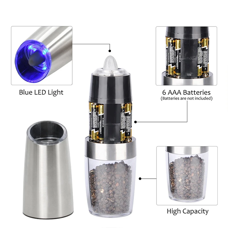 Gravity Electric Salt and Pepper Grinder Automatic AAA Battery