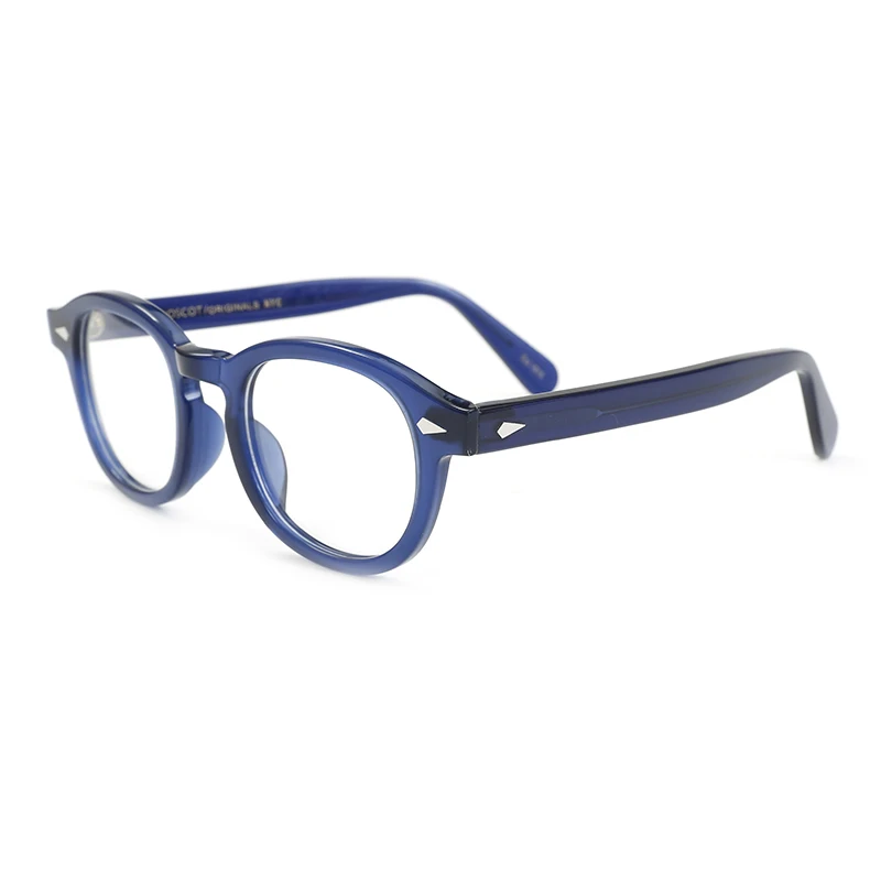 Herren-Brillengestell im Johnny-Depp-Stil mit transparenten Gläsern, Designer-Computerbrille für Männer, rund, Vintage – Detail 4