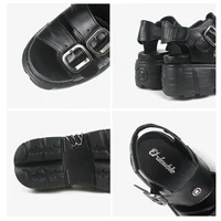 U-DOUBLE 2024 Women Sandals Platform Punk Style Summer Ladies Shoes  Clip Toe Roman High Heel Slippers - Image 5