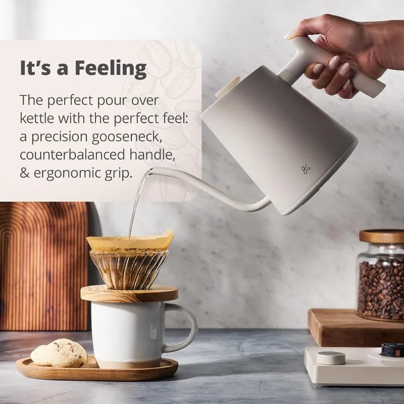 Greater Goods Electric Gooseneck Kettle - Perfect for Tea and Pour Over Coffee, 1200 Watt (Birch White) 6