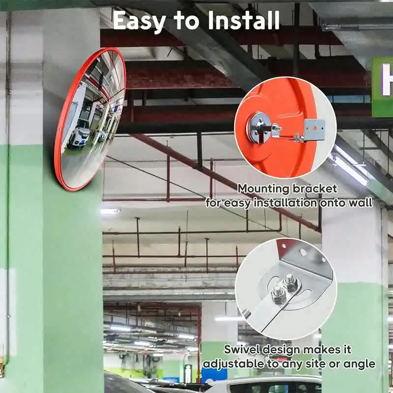 30 cm Groothoek Verkeersspiegel, Ronde Verkeersspiegel Oprit Road Veiligheid Convex Verkeersspiegel met Montage Hardware Accessoires