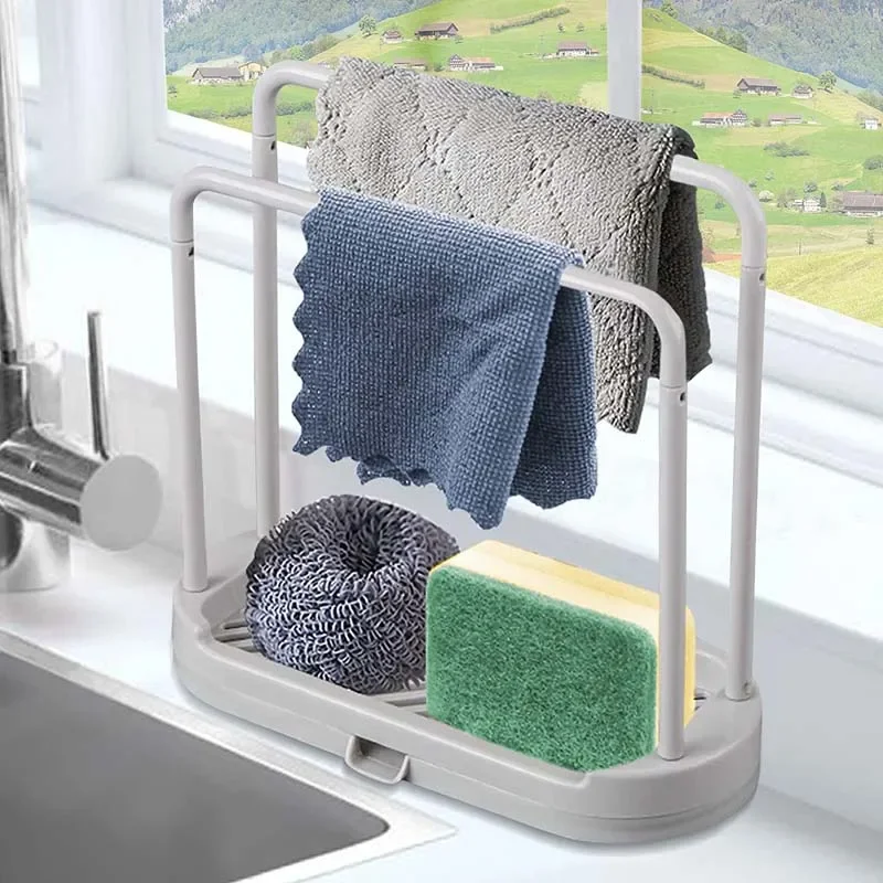 Kitchen Sink Drain Rack - Sponge and Rag Storage Basket