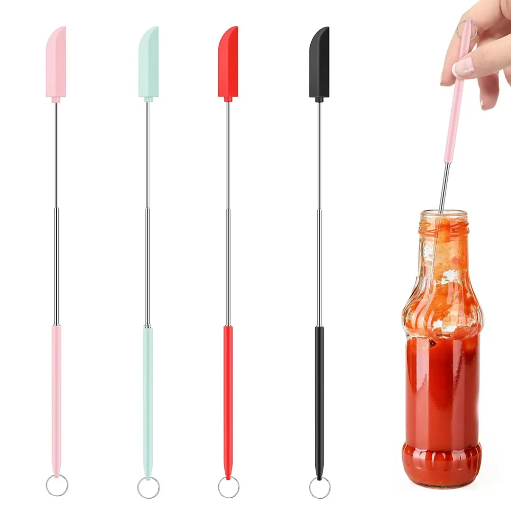 1Pc Silicone Double-head Lengthened Scraper Cosmetic Jam Deep Bottle Scraper Mini Spatula Set Makeup Tools Face Cream Spatula