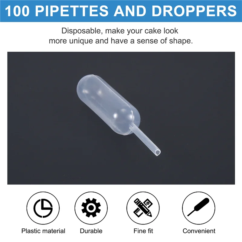 100Pcs 4Ml Plastic Disposable Squeeze Transfer Oils Pipettes Dropper Cream Perfusion Diy Cupcake Pipettes