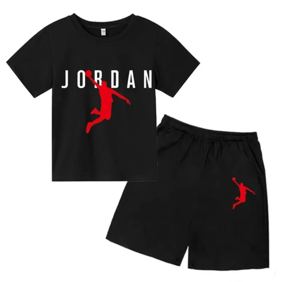 Basketball star Printing Children's T-shirt Tops + Shorts Fashion Leisure Clothing Toddler 3-12 Year Boys Girls Round neck Set Kids Sports Suit