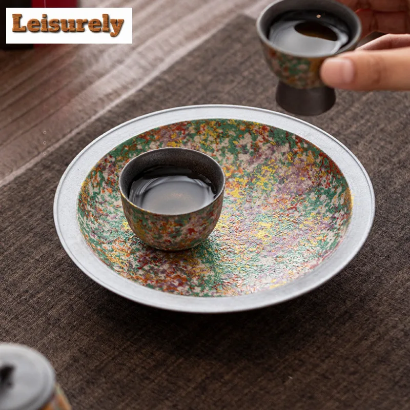 Rock Painting Time Garden Pot Bearing Holder Teacup Tray Dry Bubble Table Tea Tray Coasters Flower Tea Tableware Supplies Gift